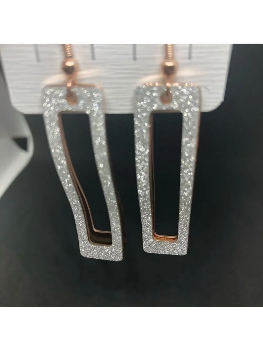 𝅺new-2 layers Silver Shimmery/Gold Dangler Earrings